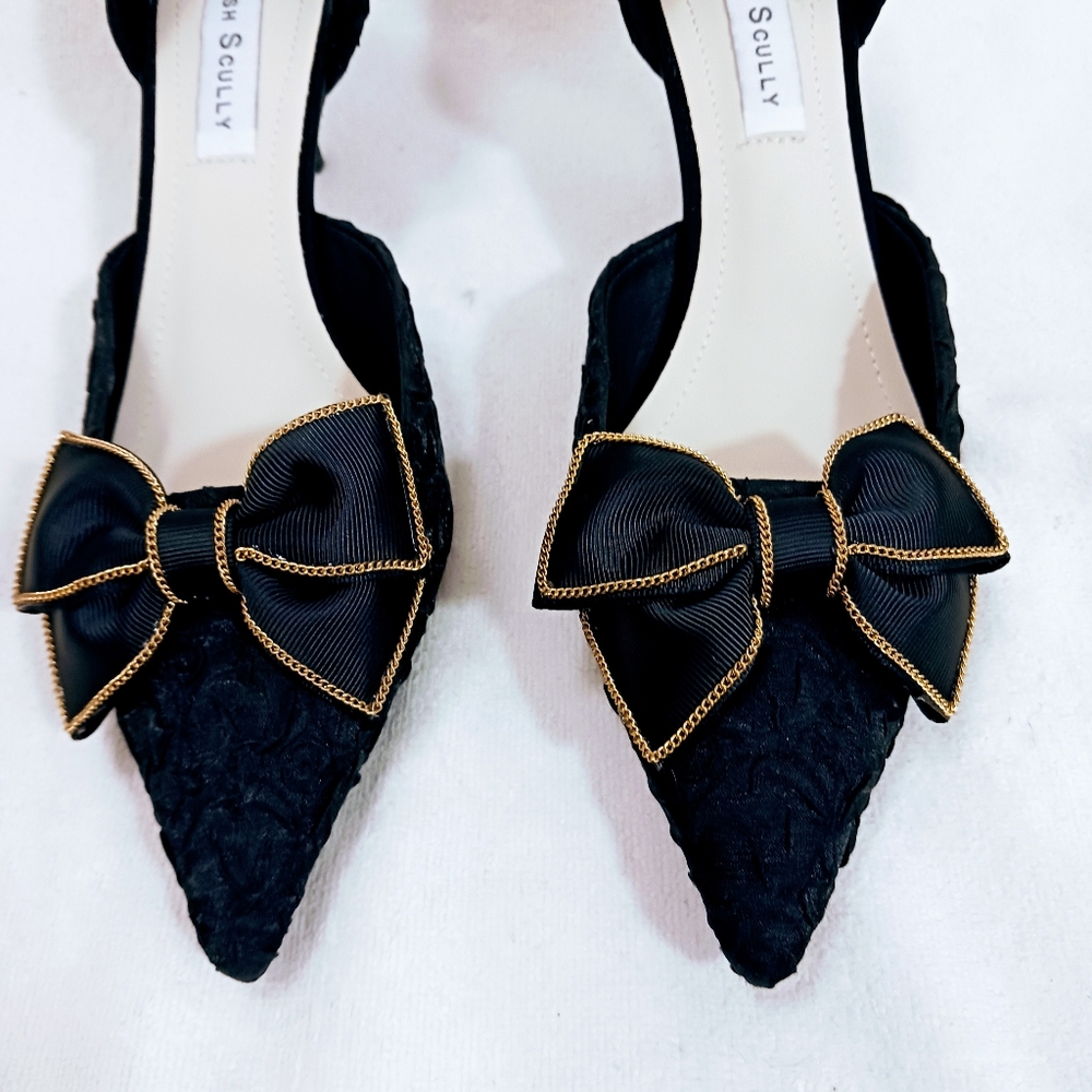 NEW! Trish Scully Formal BLACK BOW Pumps Pointed Toe Sz 41 Cocktail Prom Wedding